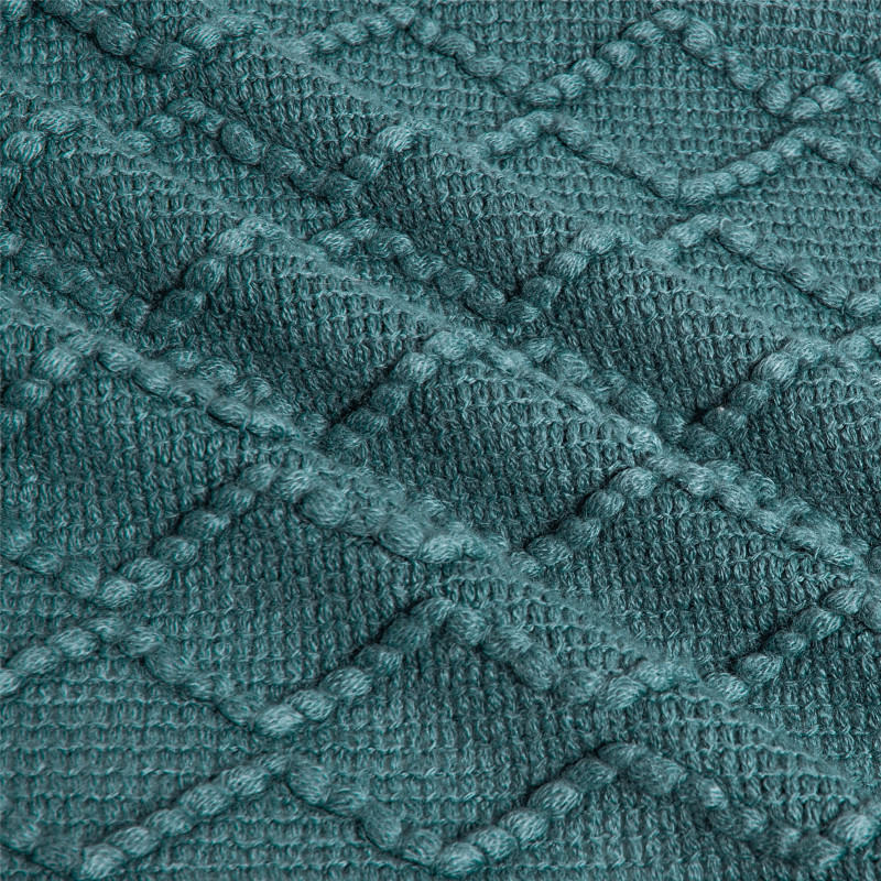 Hand Made Blankets Knitted Nordic Style Blue premium warm blanket/