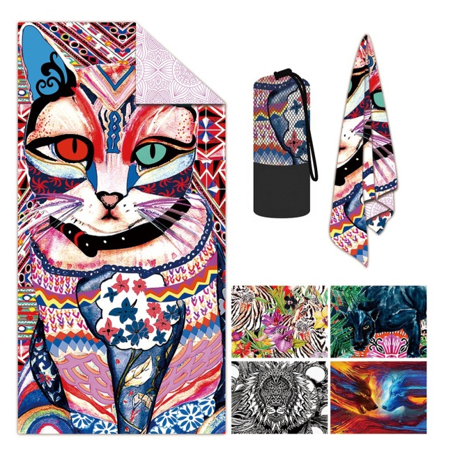 Wholesale  Quick Dry Double Velvet Beach Towel, Logo Custom Soft Beach Towel With Travel Bag/