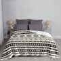 Bohemian Aztec Black On Cream Mixed Motifs Blanket Flannel Decoration Super Warm Throw Blankets for Bed Couch Plush Thin Quilt/