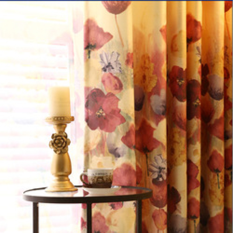 Best selling products window coverings curtain printed sheer floral print tissue curtains fabric for the living room&