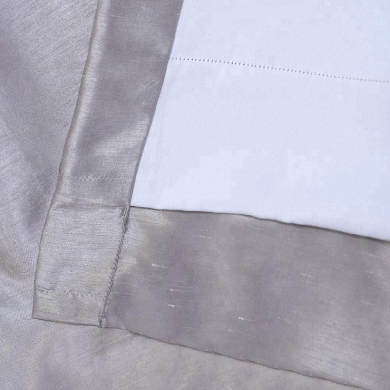 Luxury hometextile silver korean style 100% polyester faux silk curtains