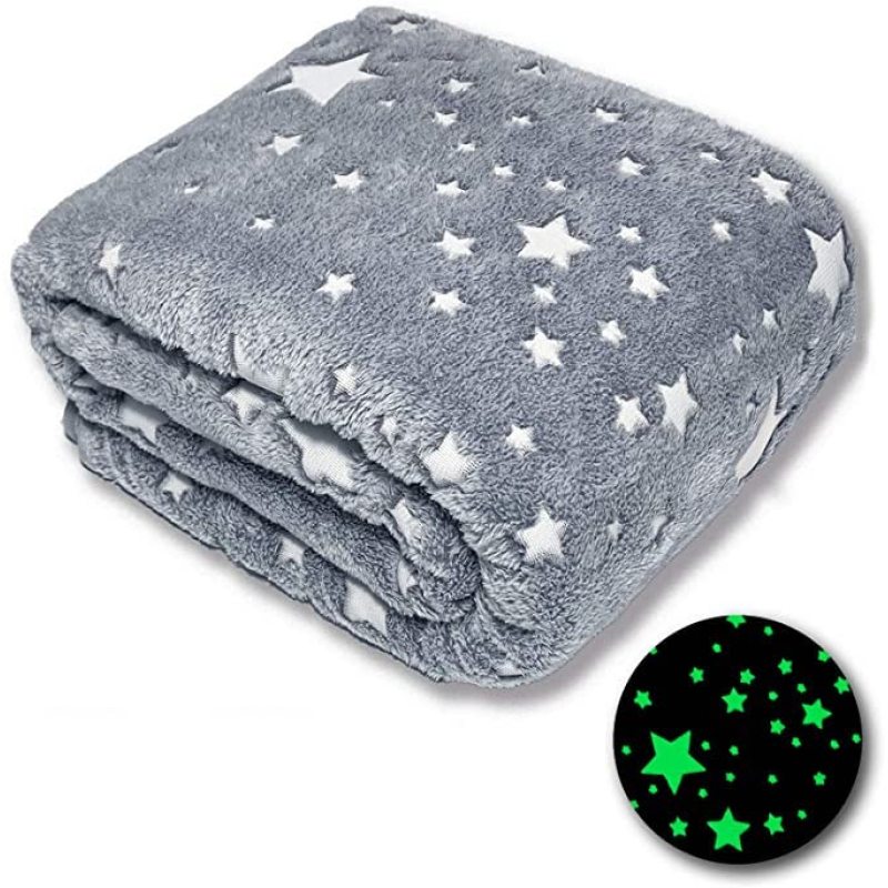 Couverture en peluche super douce et moelleuse de qualité supérieure, idéale pour Noël, anniversaire, brille dans le noir