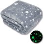 Couverture en peluche super douce et moelleuse de qualité supérieure, idéale pour Noël, anniversaire, brille dans le noir