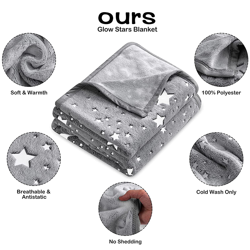 Couverture en peluche super douce et moelleuse de qualité supérieure, idéale pour Noël, anniversaire, brille dans le noir