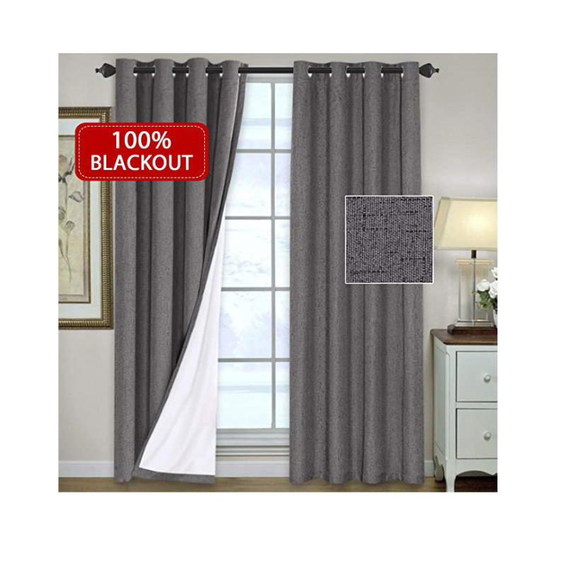 Made in China Extra Wide 100% Primitive Linen Blackout Curtain,  Energy Saving Window Treatment 2 Panels Night Living Room  Curt