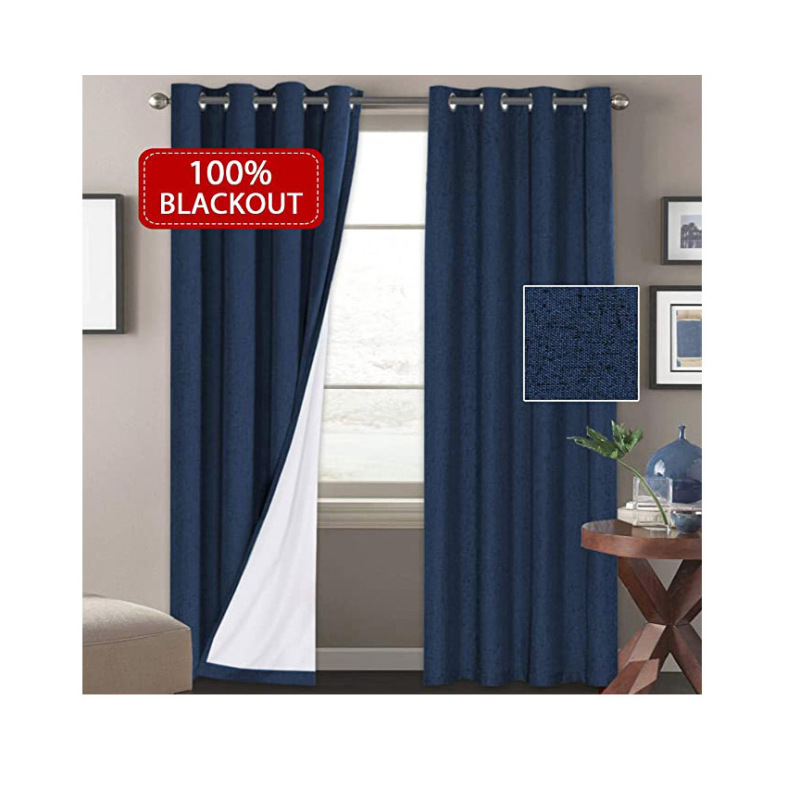 Made in China Extra Wide 100% Primitive Linen Blackout Curtain,  Energy Saving Window Treatment 2 Panels Night Living Room  Curt