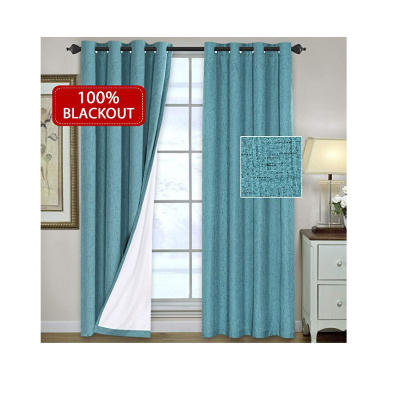 Made in China Extra Wide 100% Primitive Linen Blackout Curtain,  Energy Saving Window Treatment 2 Panels Night Living Room  Curt
