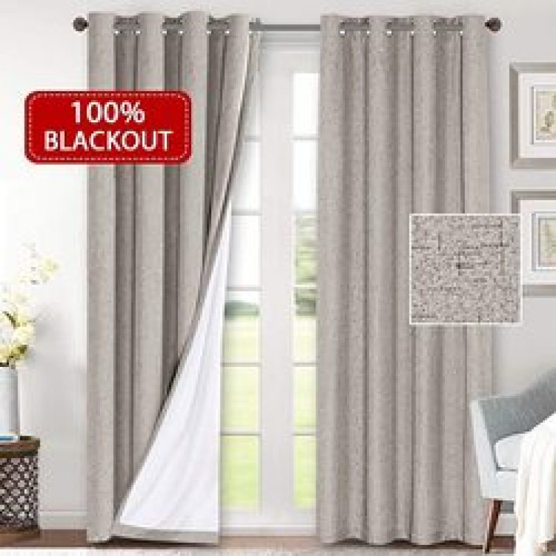 Made in China Extra Wide 100% Primitive Linen Blackout Curtain,  Energy Saving Window Treatment 2 Panels Night Living Room  Curt