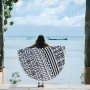 Custom Bohomia Beach Towel On Beach, OEM Round Personalized Beach Towel With Tassel#