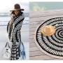 Custom Bohomia Beach Towel On Beach, OEM Round Personalized Beach Towel With Tassel#