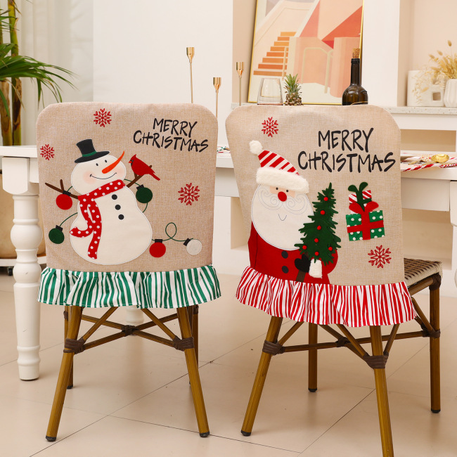 2022 Christmas Gift Shop Decoration Support matching delivery santa and snowman Chair covers for hotel restaurant chairs