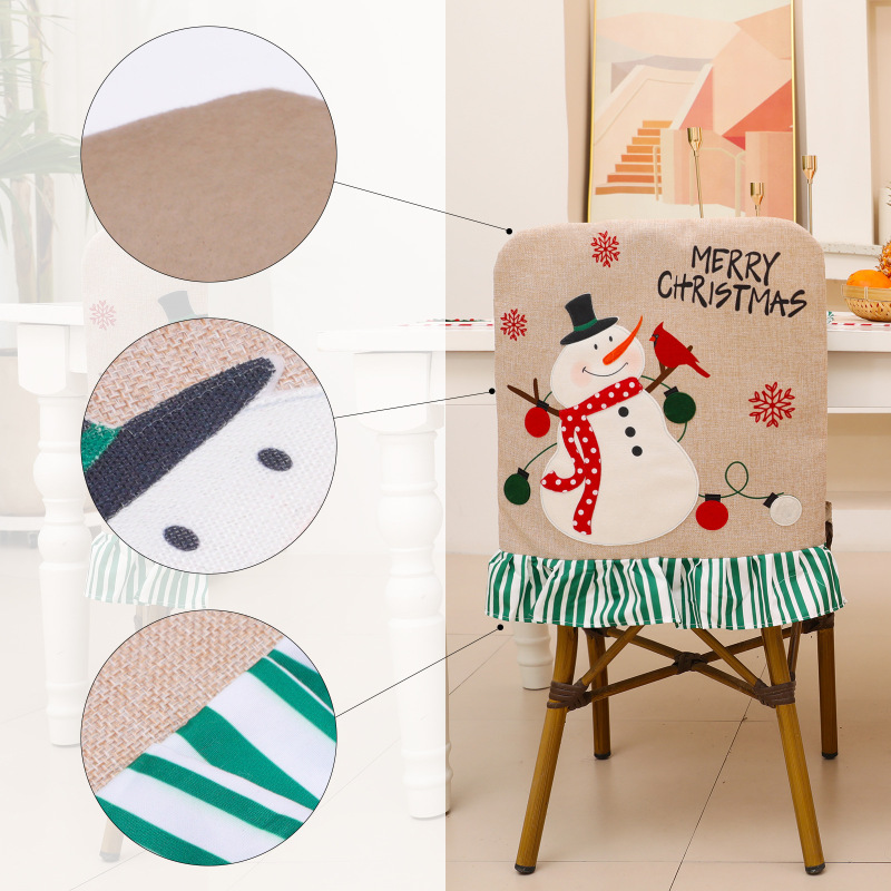 2022 Christmas Gift Shop Decoration Support matching delivery santa and snowman Chair covers for hotel restaurant chairs