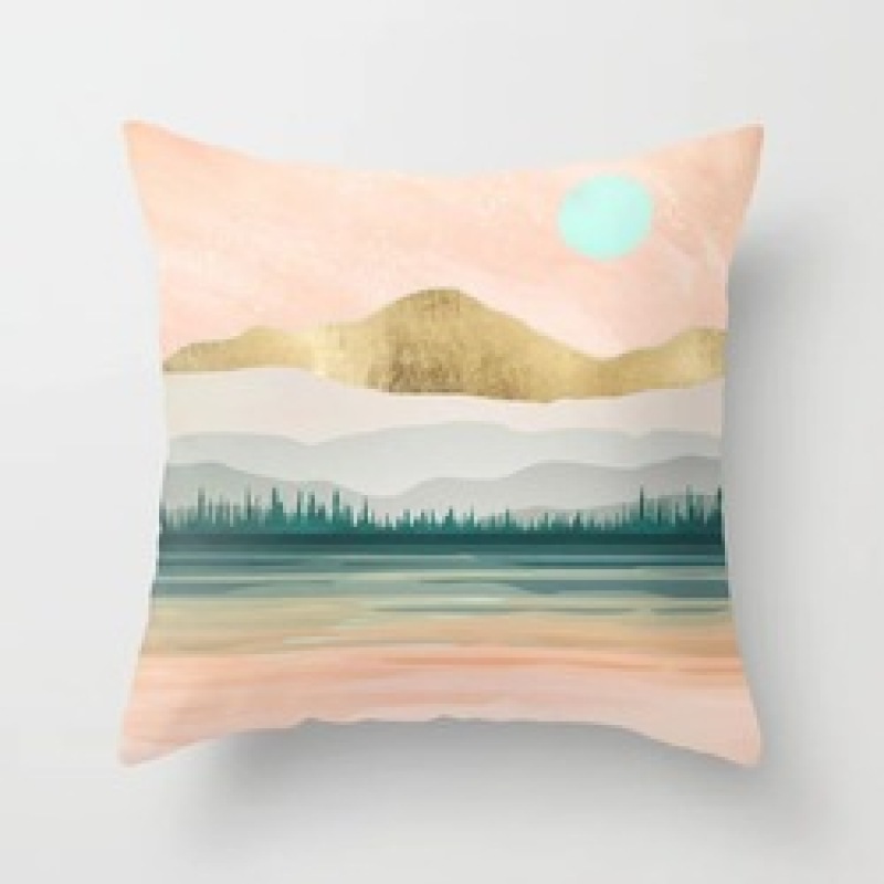 Custom Scenery Series Cushion Cover, 45*45 Cm Soft Landscape Sunset Cushion Cover/