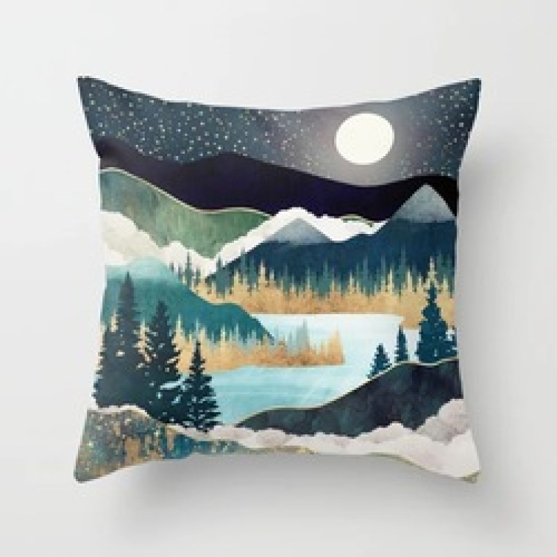Custom Scenery Series Cushion Cover, 45*45 Cm Soft Landscape Sunset Cushion Cover/