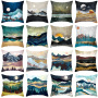 Custom Scenery Series Cushion Cover, 45*45 Cm Soft Landscape Sunset Cushion Cover/