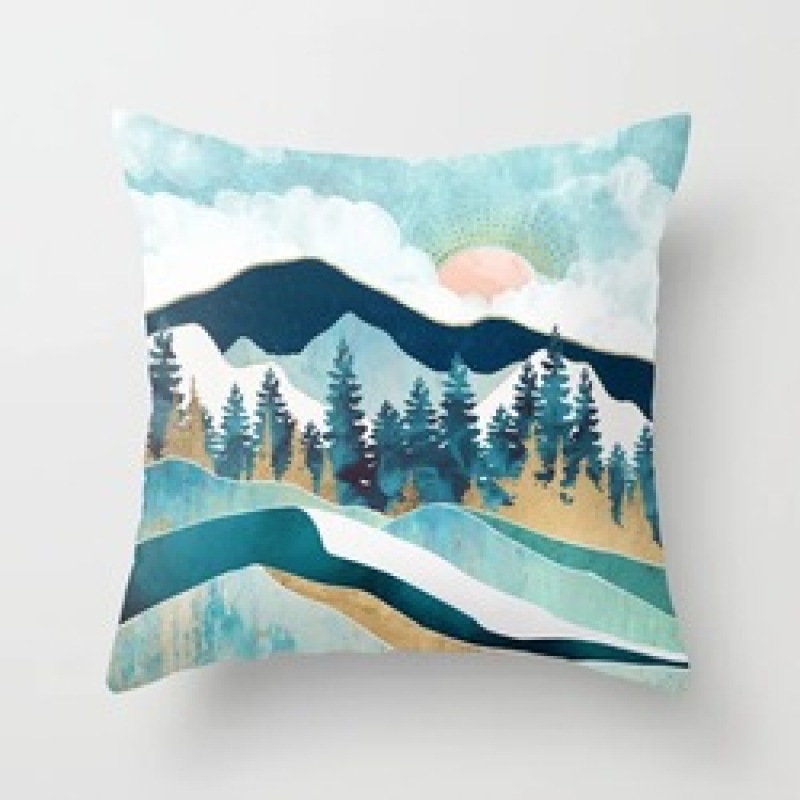 Custom Scenery Series Cushion Cover, 45*45 Cm Soft Landscape Sunset Cushion Cover/
