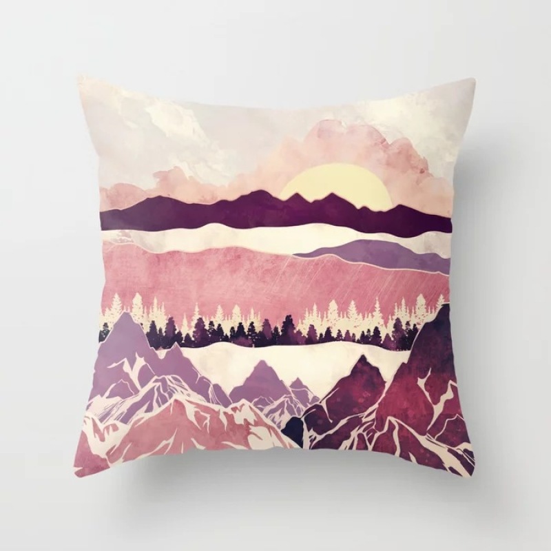 Custom Scenery Series Cushion Cover, 45*45 Cm Soft Landscape Sunset Cushion Cover/