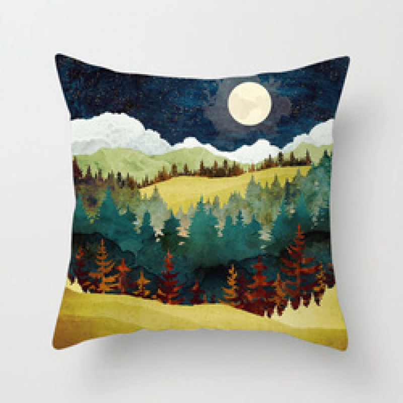 Custom Scenery Series Cushion Cover, 45*45 Cm Soft Landscape Sunset Cushion Cover/
