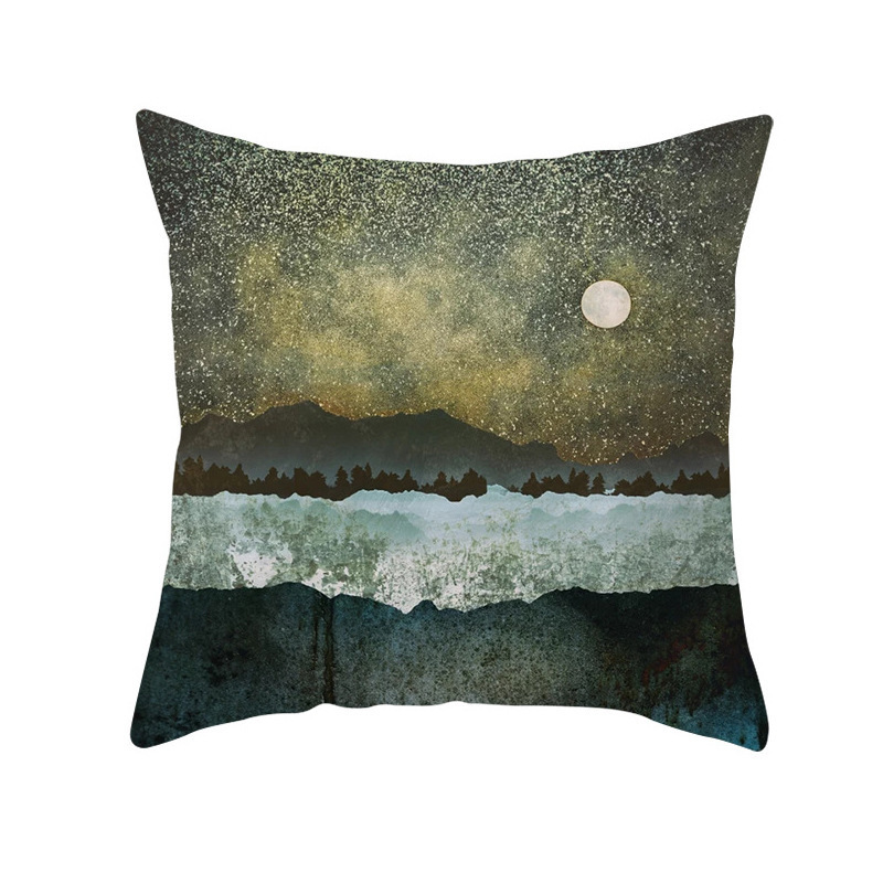 Custom Scenery Series Cushion Cover, 45*45 Cm Soft Landscape Sunset Cushion Cover/