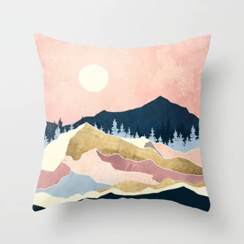 Custom Scenery Series Cushion Cover, 45*45 Cm Soft Landscape Sunset Cushion Cover/
