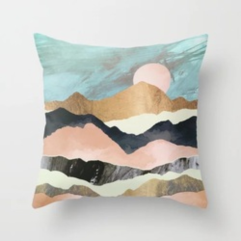 Custom Scenery Series Cushion Cover, 45*45 Cm Soft Landscape Sunset Cushion Cover/