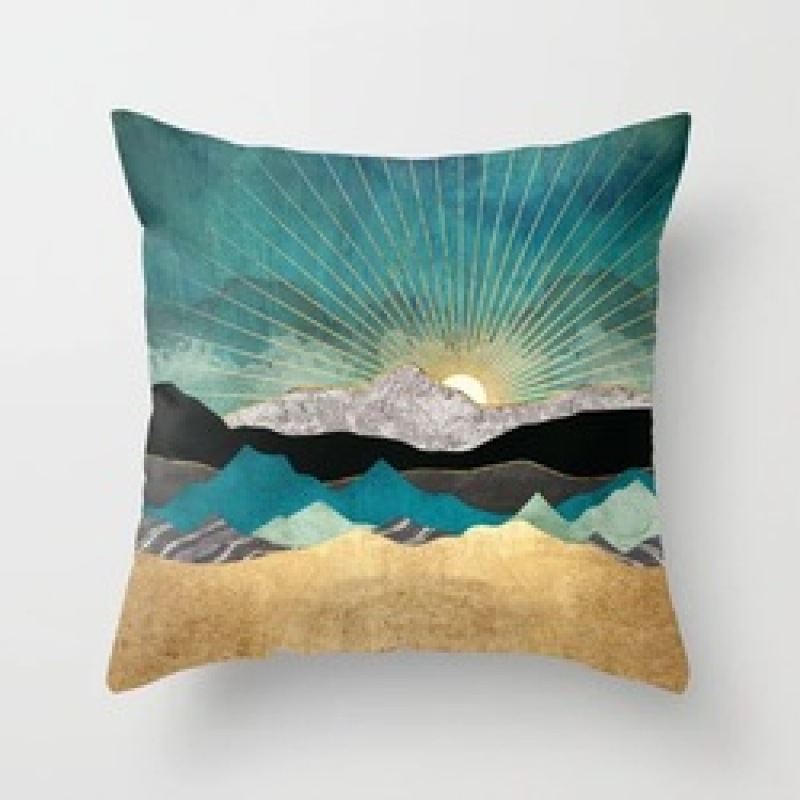 Custom Scenery Series Cushion Cover, 45*45 Cm Soft Landscape Sunset Cushion Cover/