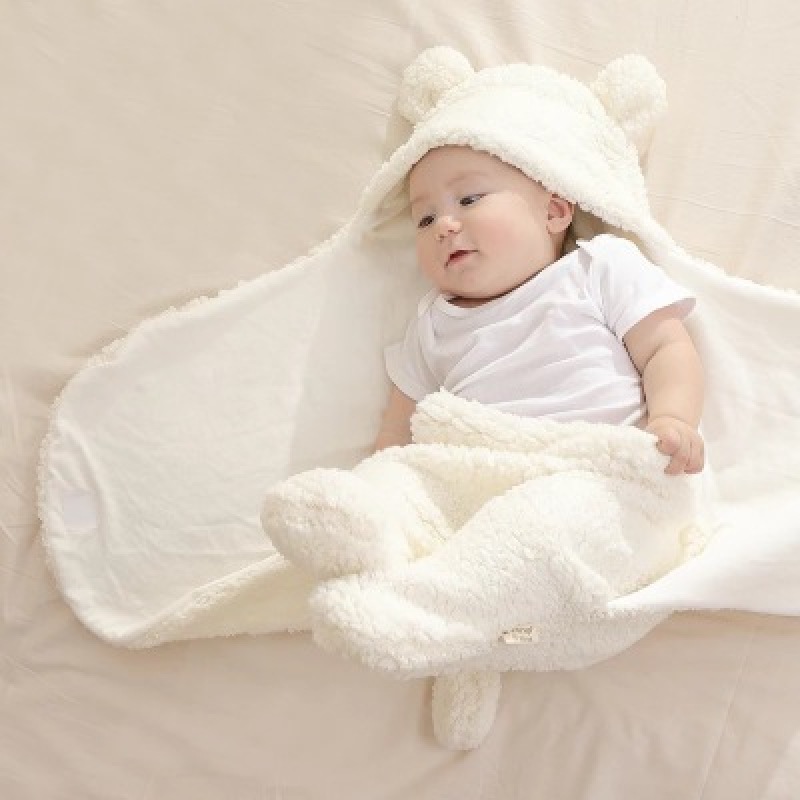 Cute Newborn Baby Boys Girls Blankets Plush  Blankets White, Nursery Swaddling Blankets