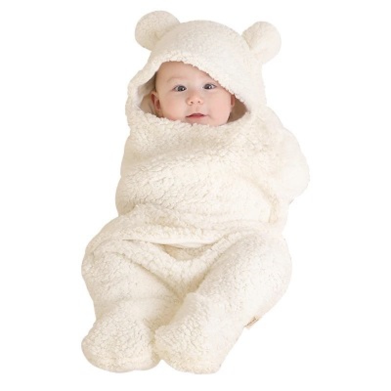 Cute Newborn Baby Boys Girls Blankets Plush  Blankets White, Nursery Swaddling Blankets