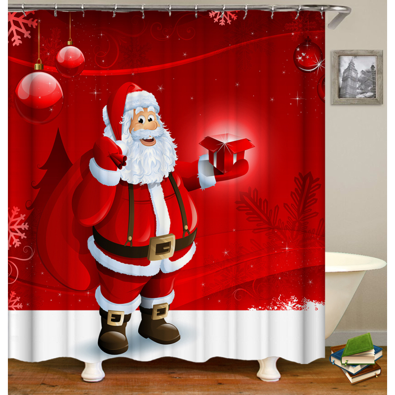 drop shipping Bathroom Shower Curtain Classic Polyester Cute Christmas Bathroom Window Christmas Tree#