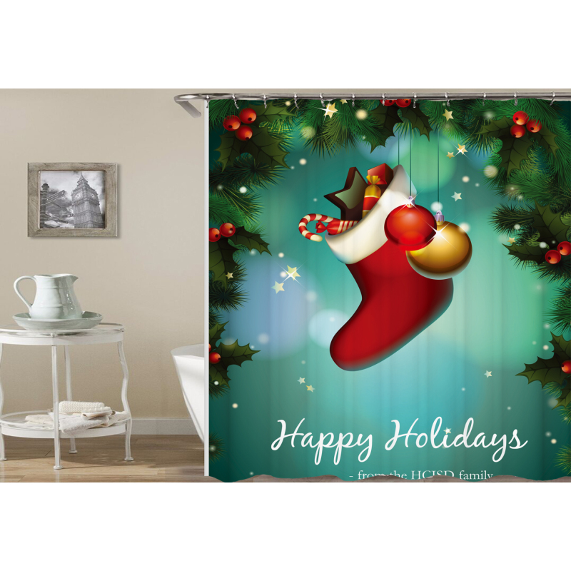 drop shipping Bathroom Shower Curtain Classic Polyester Cute Christmas Bathroom Window Christmas Tree#