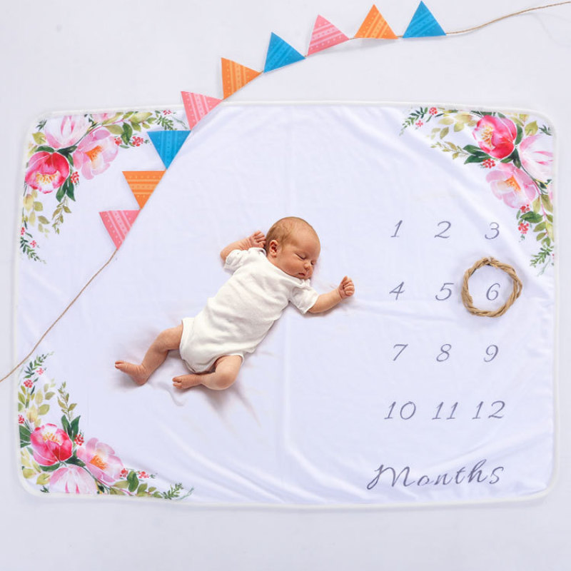Best Sell Photography Background Soft Blanket, Wholesale Monthly Calendar Animal Design  Milestone Blanket/