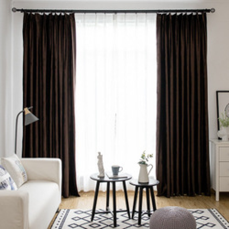 Simple And Stylish European Blue Italian Velvet Curtain, Solid Color Living Room Bedroom Velvet Curtain /