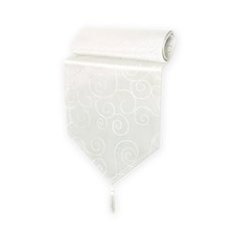 Damask Circle Pattern Table Runner with Tassel,  Modern Solid Table Linen Centre Topper Ornaments#