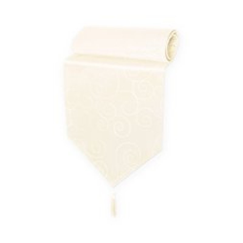 Damask Circle Pattern Table Runner with Tassel,  Modern Solid Table Linen Centre Topper Ornaments#
