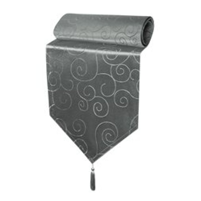 Damask Circle Pattern Table Runner with Tassel,  Modern Solid Table Linen Centre Topper Ornaments#