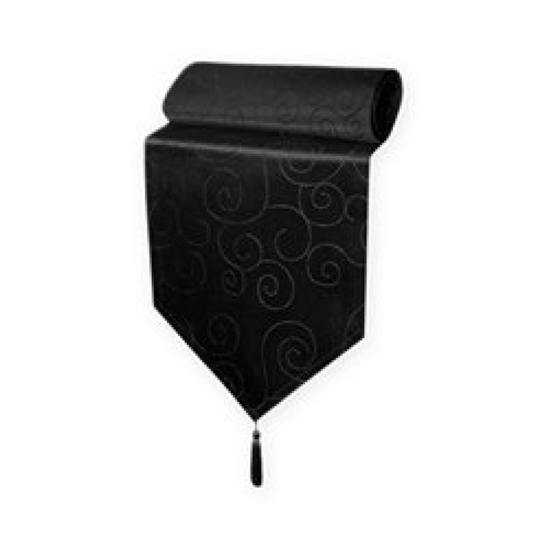 Damask Circle Pattern Table Runner with Tassel,  Modern Solid Table Linen Centre Topper Ornaments#
