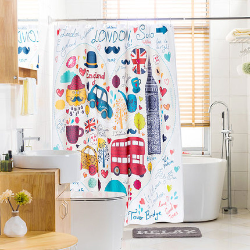 Thick Polyester Shower Curtain Waterproof Mildew Wholesale PEVA Shower Curtain Design bathroom shower curtain sets
