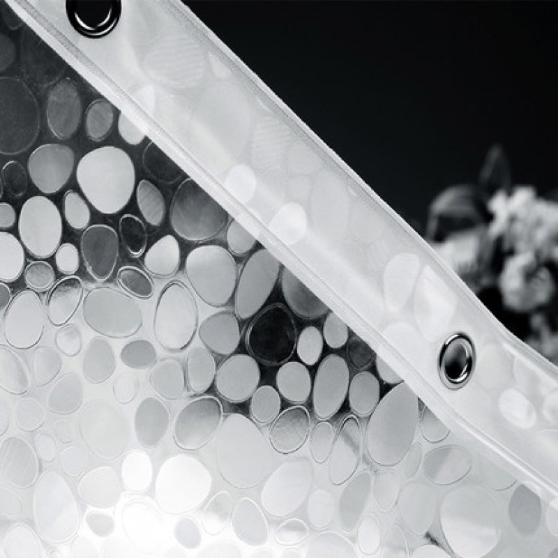 Magnetic Eva Cobblestone Shower Curtain Set, Free Of Punching Thick Waterproof And Mildew Transparent Shower Curtain/