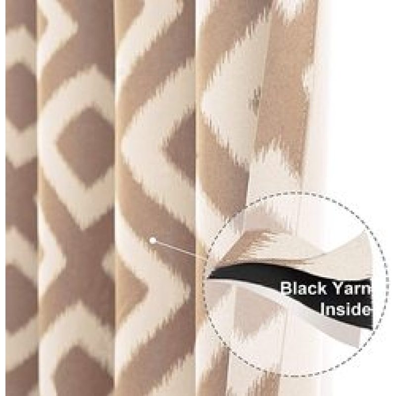High Quality Geometric Patterns Design Grommet Top Bedroom Window Blackout Curtain, Darkening Thermal Insulated Drapes Curtain/