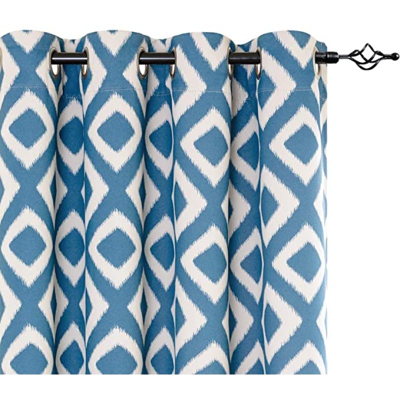 High Quality Geometric Patterns Design Grommet Top Bedroom Window Blackout Curtain, Darkening Thermal Insulated Drapes Curtain/