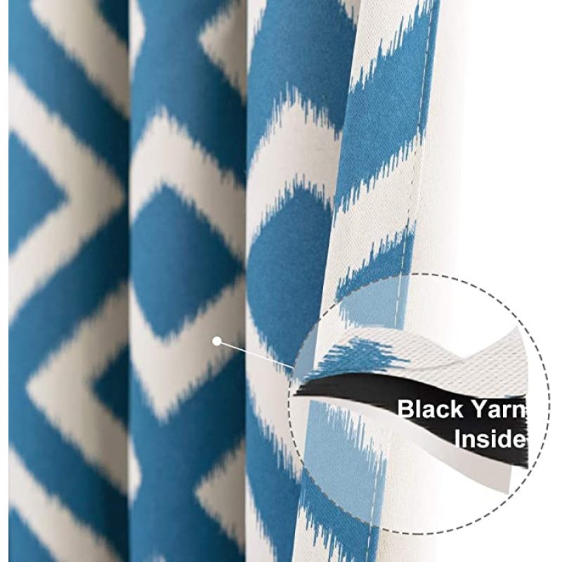 High Quality Geometric Patterns Design Grommet Top Bedroom Window Blackout Curtain, Darkening Thermal Insulated Drapes Curtain/