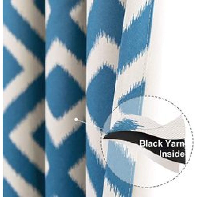 High Quality Geometric Patterns Design Grommet Top Bedroom Window Blackout Curtain, Darkening Thermal Insulated Drapes Curtain/
