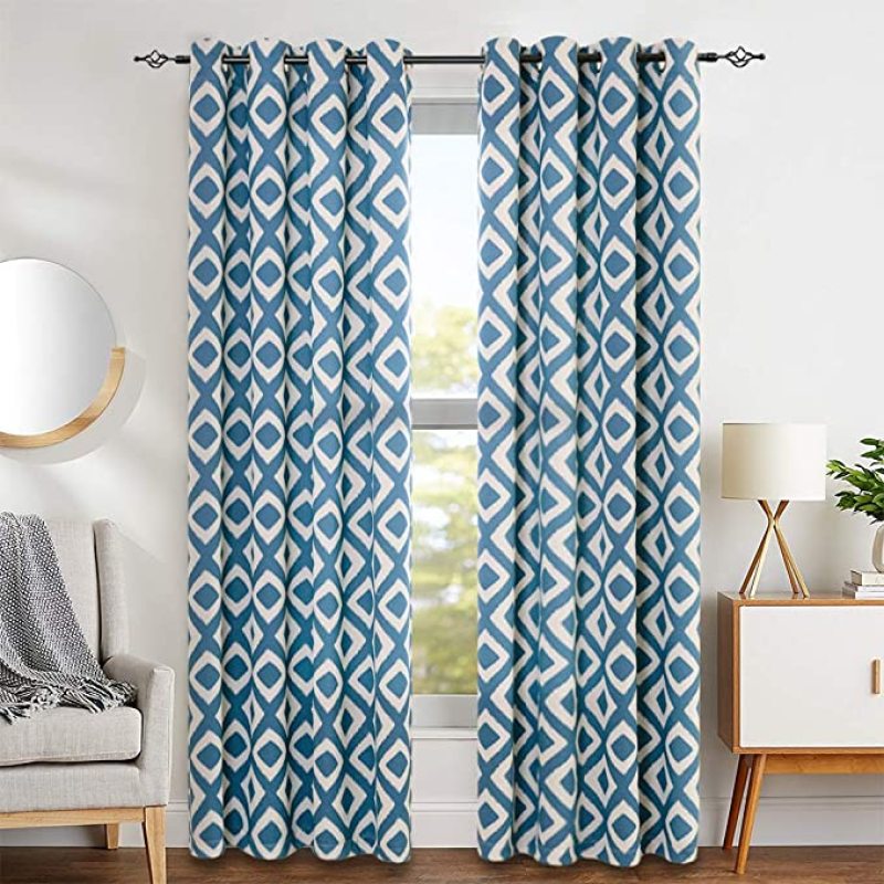High Quality Geometric Patterns Design Grommet Top Bedroom Window Blackout Curtain, Darkening Thermal Insulated Drapes Curtain/