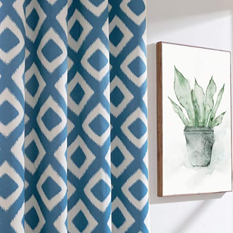 High Quality Geometric Patterns Design Grommet Top Bedroom Window Blackout Curtain, Darkening Thermal Insulated Drapes Curtain/