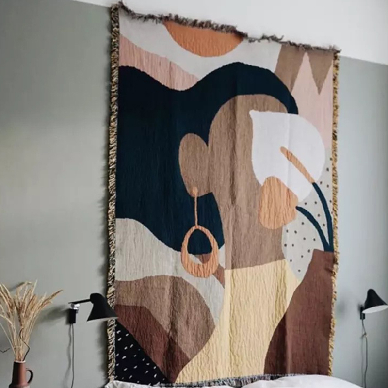 Casual Blanket Ins Girl Carpet Sofa Towel Tapestry Art Wall Hanging Cotton Picnic Mat Rugs Room Home Decoration With Tasseles/