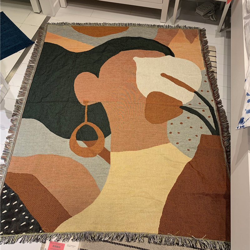 Casual Blanket Ins Girl Carpet Sofa Towel Tapestry Art Wall Hanging Cotton Picnic Mat Rugs Room Home Decoration With Tasseles/