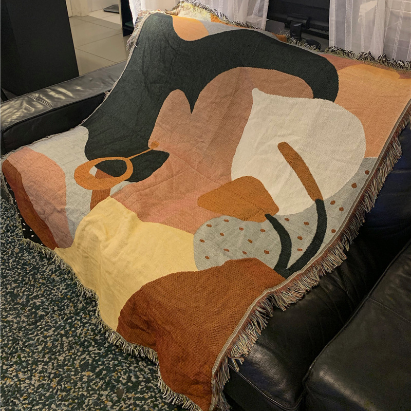 Casual Blanket Ins Girl Carpet Sofa Towel Tapestry Art Wall Hanging Cotton Picnic Mat Rugs Room Home Decoration With Tasseles/
