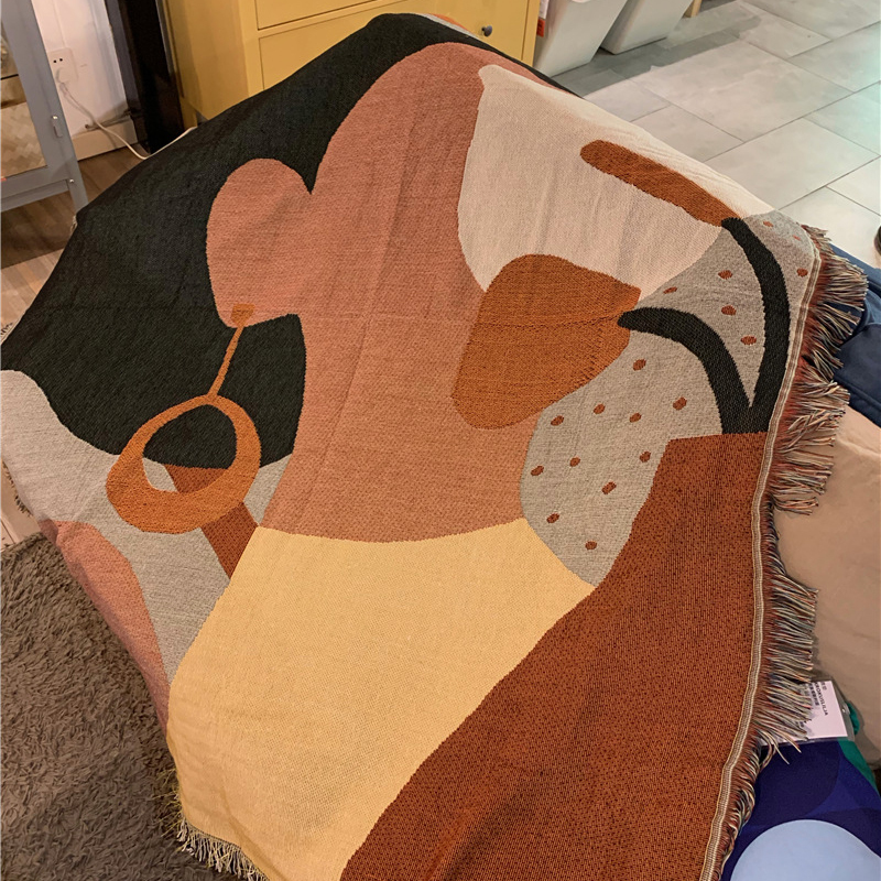 Casual Blanket Ins Girl Carpet Sofa Towel Tapestry Art Wall Hanging Cotton Picnic Mat Rugs Room Home Decoration With Tasseles/