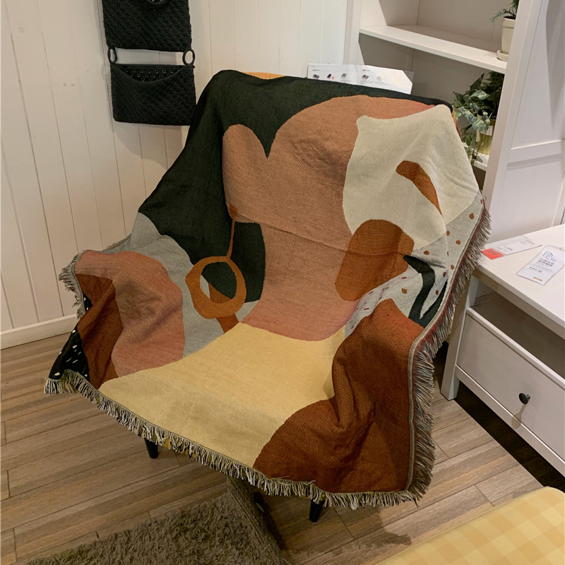 Casual Blanket Ins Girl Carpet Sofa Towel Tapestry Art Wall Hanging Cotton Picnic Mat Rugs Room Home Decoration With Tasseles/