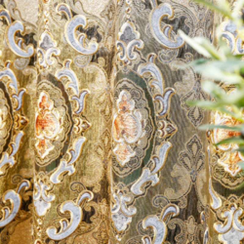 Embroidery Curtain,Luxury Curtains With Attached Valance/